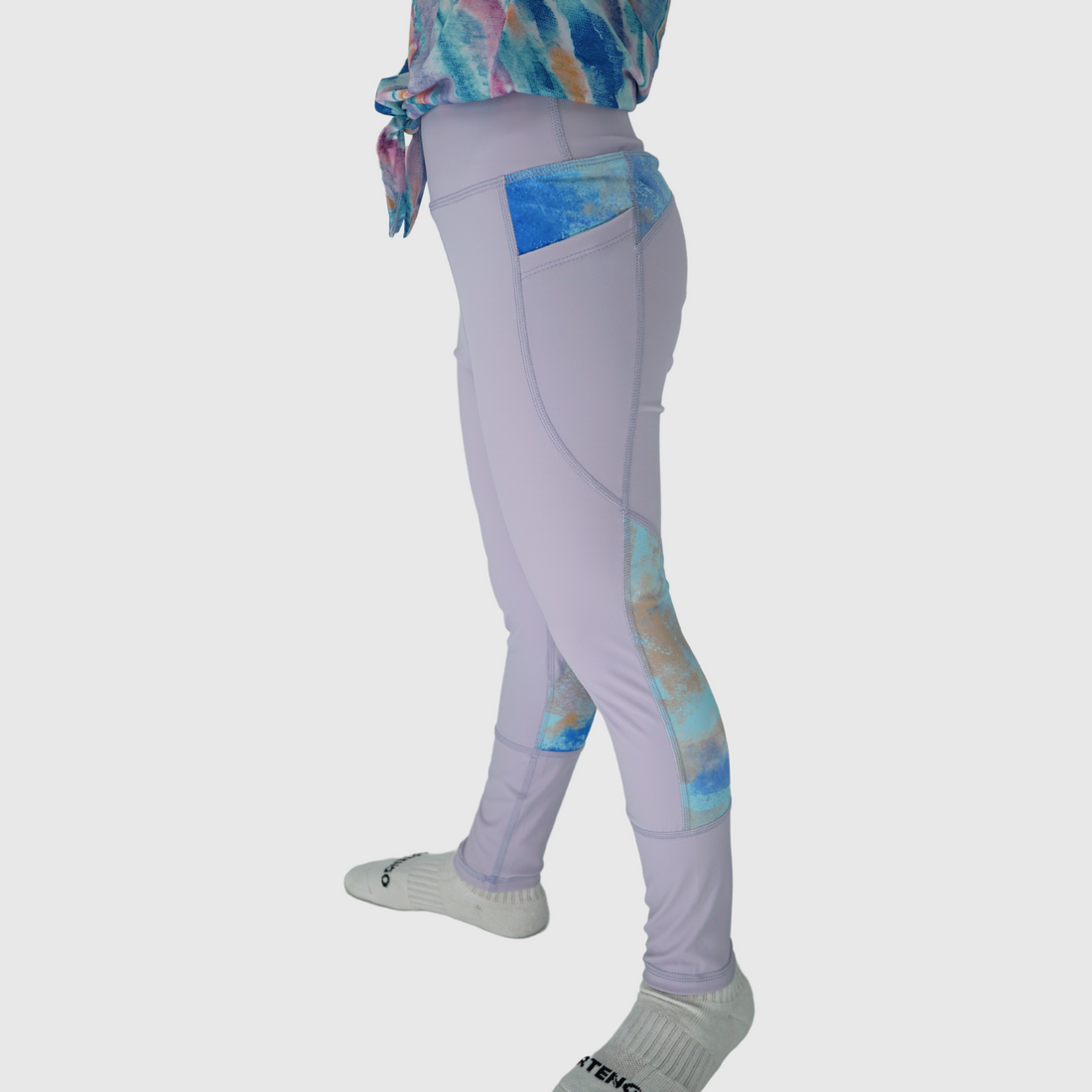 girls leggings with pockets purple side