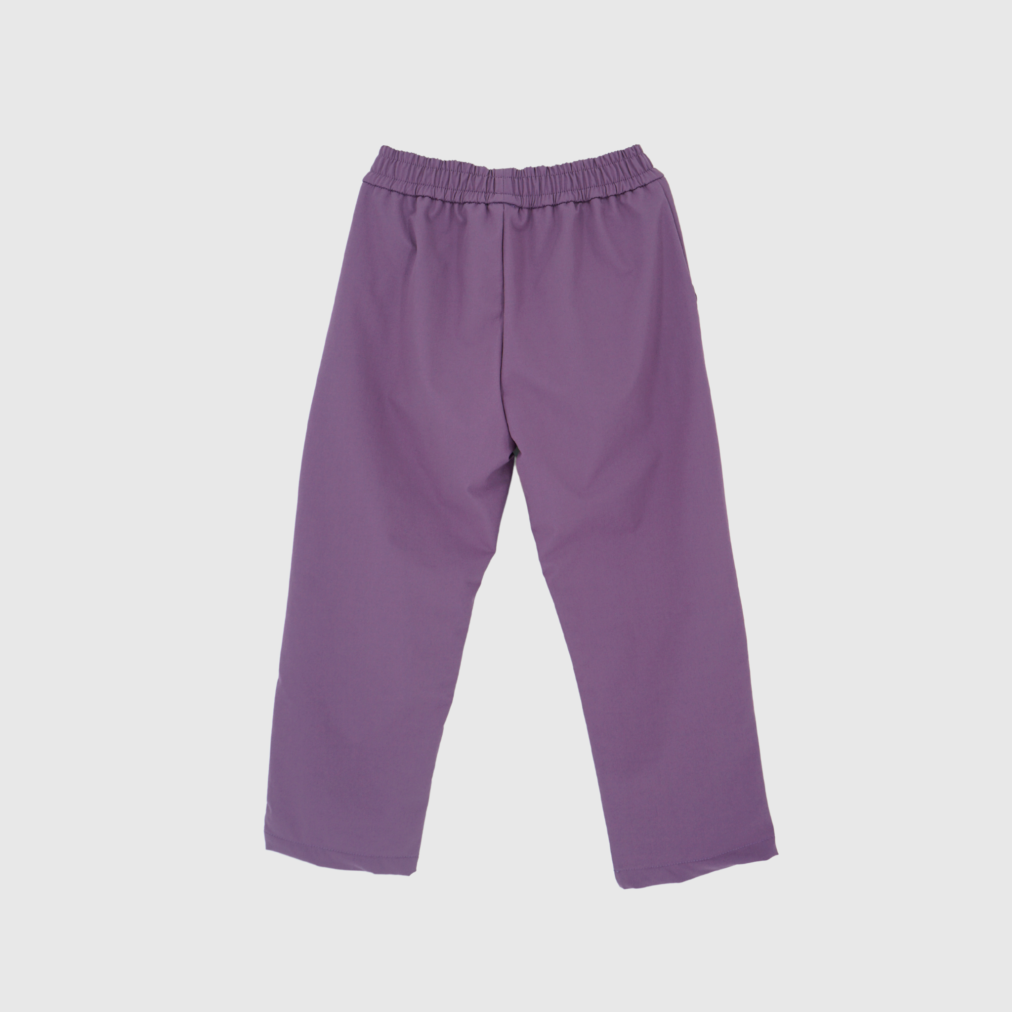 girls and boys weatherproof soft shell pants purple back flatlay