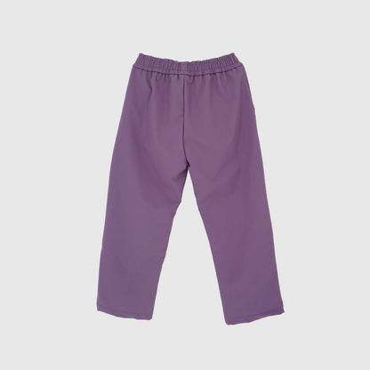 girls and boys weatherproof soft shell pants purple back flatlay