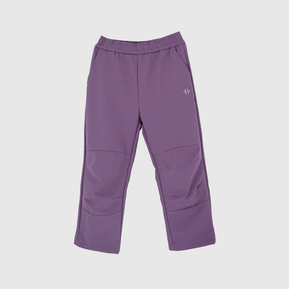 girls and boys weatherproof soft shell pants purple flatlay front