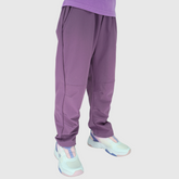 girls and boys weatherproof soft shell pants purple side