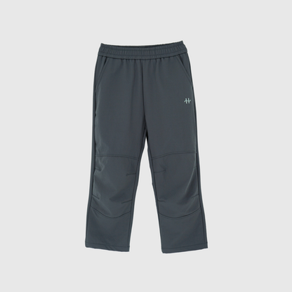 boys and girls outdoor soft shell pants gray front flatlay