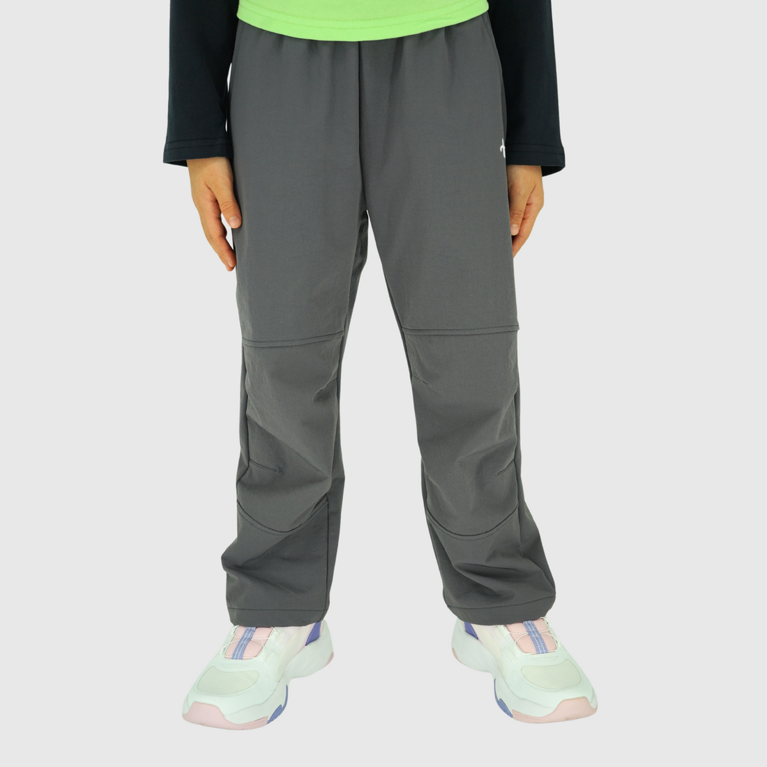 boys and girls weatherproof soft shell pants gray front