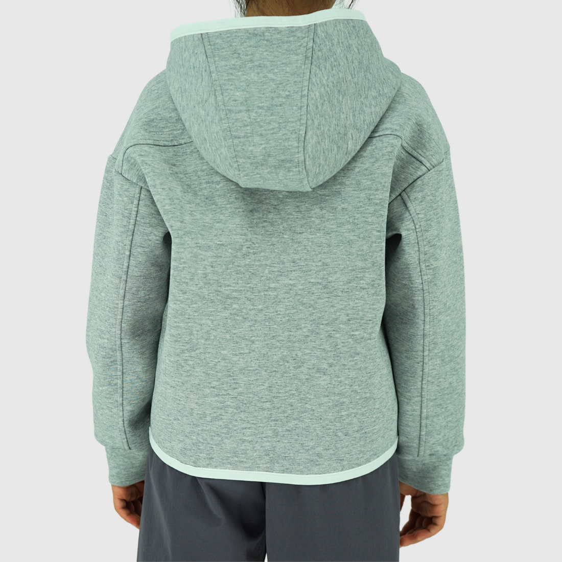 girls and boys zip hooded jacket gray back