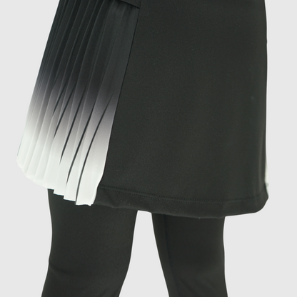 girls black leggings with pleated skirt details